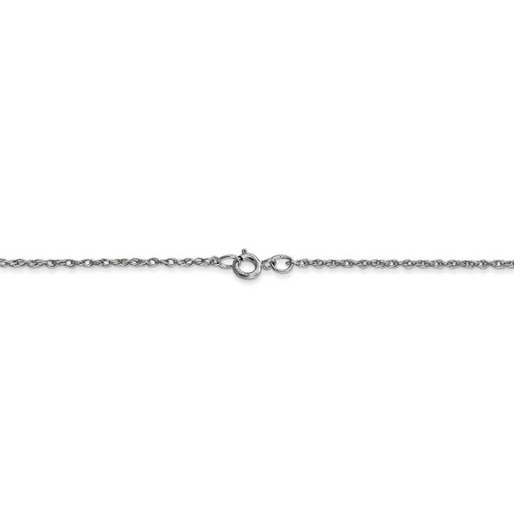 0.95mm 10k White Gold Solid Cable Rope Chain Necklace, 20 Inch